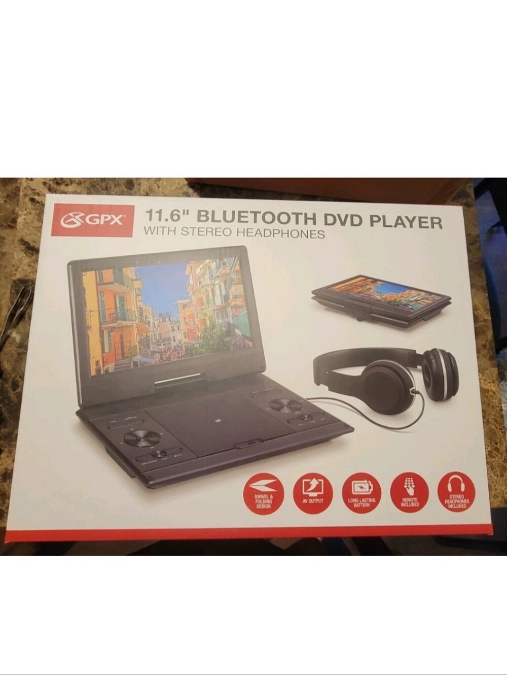 GPX 11.6" Portable DVD Player Bundle Bluetooth, Swivel Screen, Headphones & Case